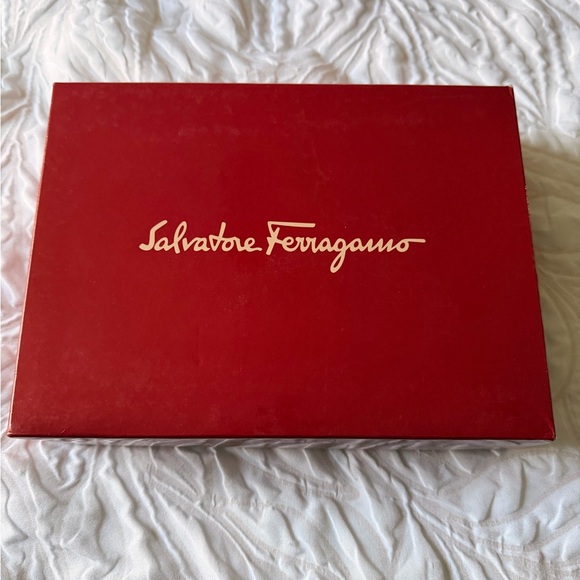 Salvatore Ferragamo Red Textured Clutch with Gold Accent - Picture 14 of 15